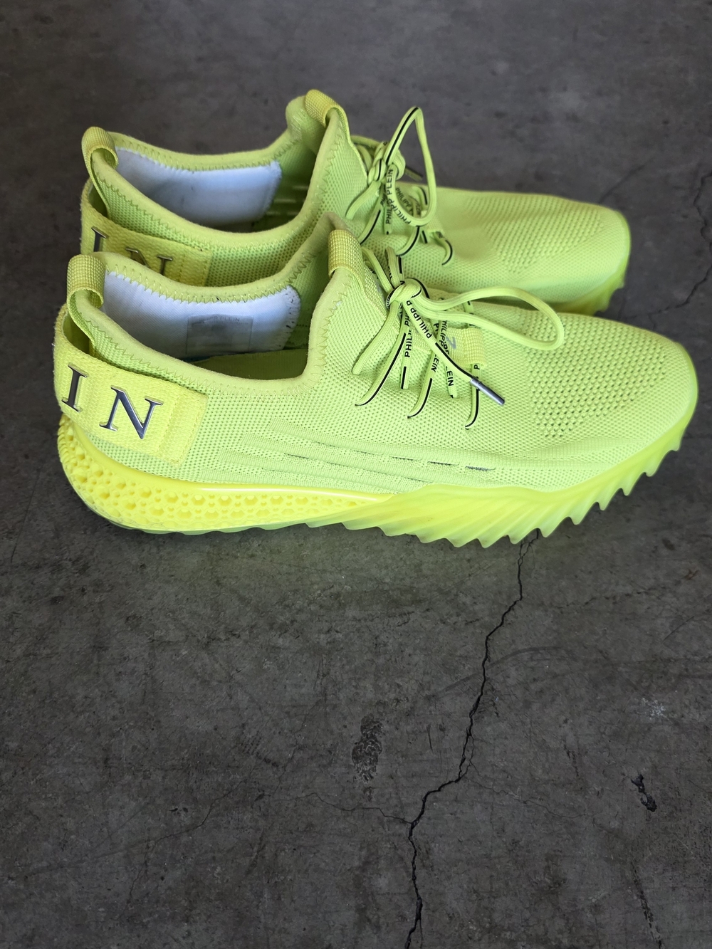 PHILIPP PLEIN Runner Iconic Sneakers - Neon Yellow - US Men 10